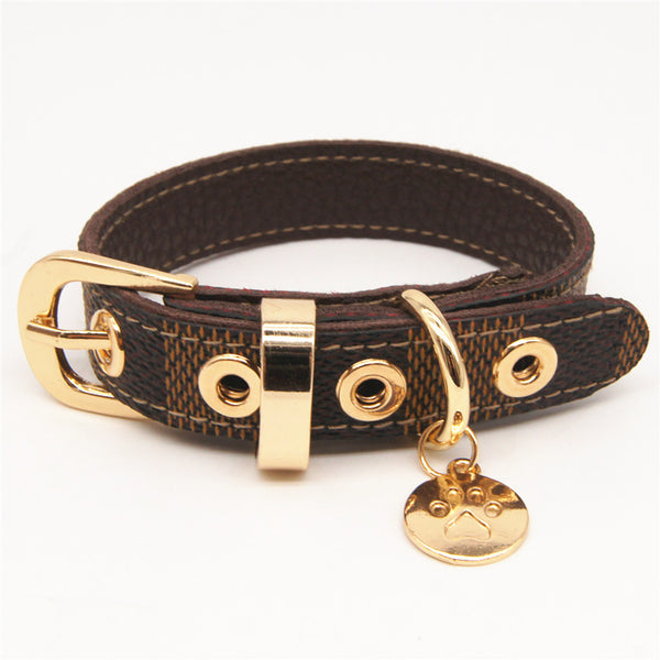 Lovely and cute fashion leather dog collar Pet leash and collar set