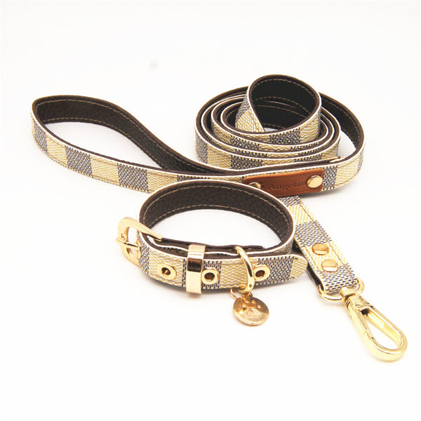 Lovely and cute fashion leather dog collar Pet leash and collar set