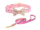 Diamond Decorated Butterfly Pet PU Collar Leather Leash Training Dog Rope Pet Neck Chain Pet Supplies